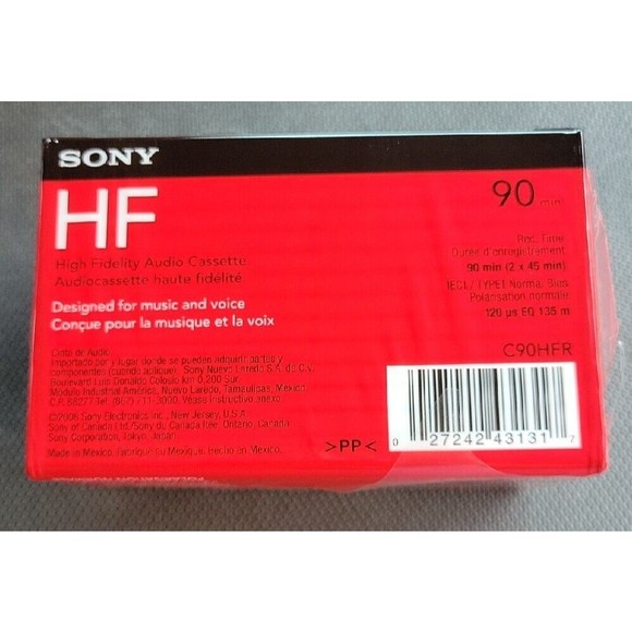 4 Sealed Blank Audio 90minute Cassette Tapes Sony HF Normal Bias High Fidelity - Picture 3 of 5